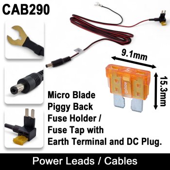 Micro Blade Fuse Tap / Piggyback fuse holder - Easy wire with 2.1mm DC plug for monitor cabling | CAB290