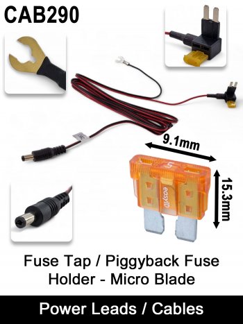 Micro Blade Fuse Tap / Piggyback fuse holder - Easy wire with 2.1mm DC plug for monitor cabling | CAB290