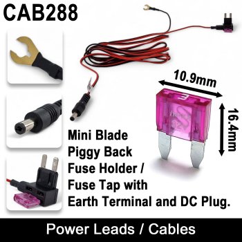 Mini Blade Fuse Tap / Piggyback fuse holder - Easy wire with 2.1mm DC plug for monitor cabling | CAB288