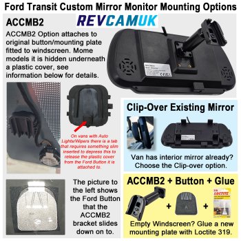 Ford Transit Custom (LED Version) 2016-Present Brake Light Reverse Parking Camera Kit with 7" Mirror Monitor | PM39BLH