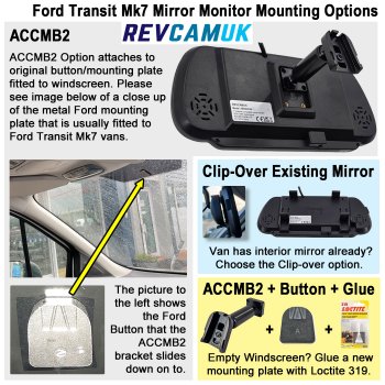 Mk7 Ford Transit 2006-2013 Brake Light Reverse Camera Kit with 7" Mirror Monitor | PM39BLM