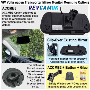 VW Volkswagen Transporter T5 Tailgate Reversing Camera Kit for Brake Light with Mirror Monitor Display | PM39BLLB