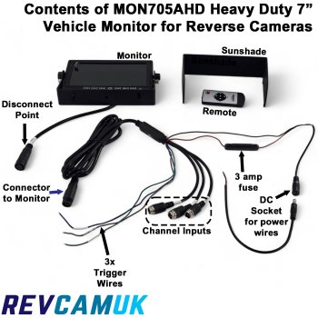 High Definition Black Diamond Shape Reverse Camera Kit with 7" Heavy Duty Monitor | PM89EB-HD