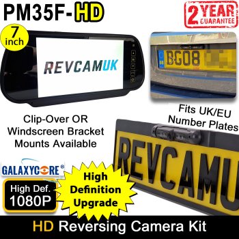 Number Plate Frame High Definition AHD Reversing Camera Kit with 7" Mirror Monitor | PM35F-HD