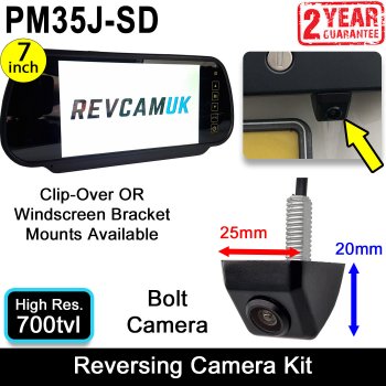 Number Plate Bolt Reversing Camera Kit with 7" Mirror Monitor | PM35J