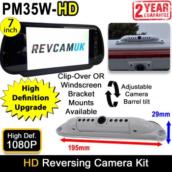 White High Definition Slimline Reversing Camera Kit with 7" Mirror Monitor Display | PM35W-HD