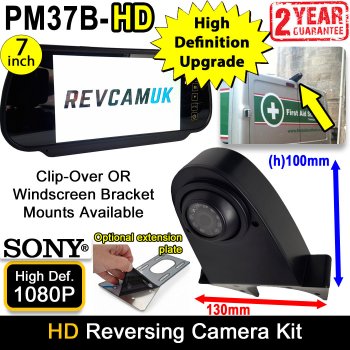 Black Sony AHD Roof Overhang Reversing Camera Kit with 7" Mirror Monitor | PM37B-HD