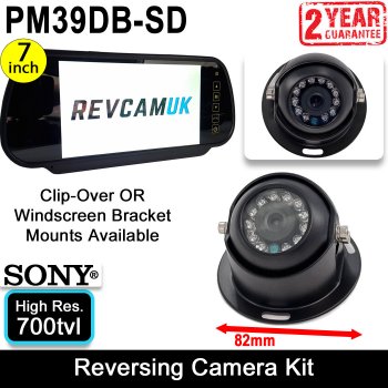 Black Sony CCD Dome Reversing Camera System with Mirror Monitor | PM39DB-SD