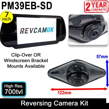 Black Diamond Shape Pod Reversing Camera Kit with Mirror Monitor Display | PM39EB-SD