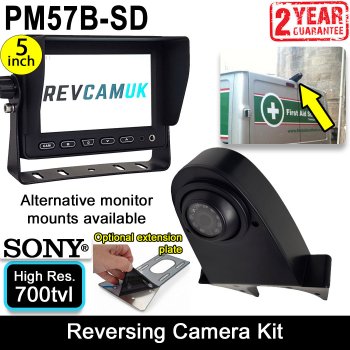 Black Roof Overhang Sony CCD Reversing Camera Kit with 5" Display | PM57B-SD