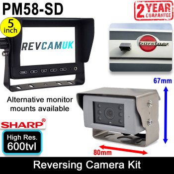 Polished Stainless Steel Bracket Sharp CCD Reversing Camera Kit with 5" Display | PM58-SD