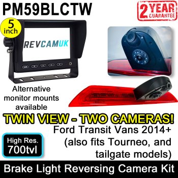 Dual Lens Ford Transit Reversing and Rear View Camera Kit with 5" Display (2014+ Vans) | PM59BLCTW