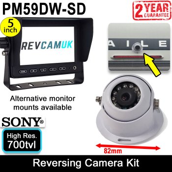 White Sony CCD Dome Reversing Camera Kit with 5" Display | PM59DW-SD