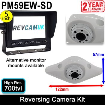 White Diamond Shape Reversing Camera Kit with 5" Display | PM59EW-SD