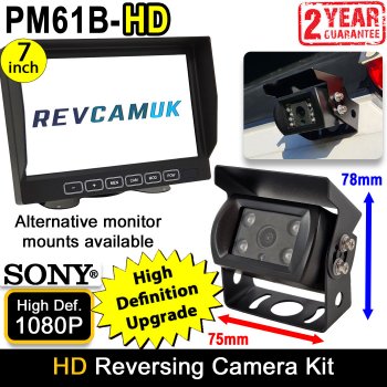 High Definition Black Bracket Reversing / Rear View Camera Kit with 7" Monitor Sony 1080P AHD image sensor | PM61B-HD