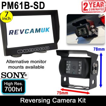 Sony CCD Black Bracket Reversing or Rear View Camera Kit with 7" Monitor | PM61B-SD