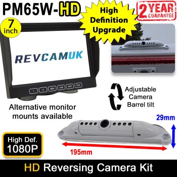 High Definition White Slimline Reversing Camera Kit with 7" Monitor | PM65W-HD