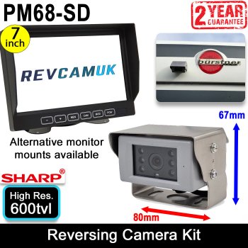 Sharp CCD Polished Stainless Steel Reversing Camera Kit with 7" Monitor | PM68-SD