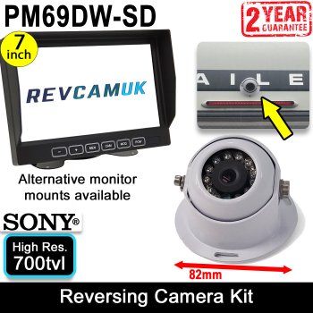 Sony CCD White Dome Reversing Camera Kit with 7" Monitor | PM69DW-SD