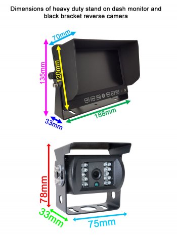 Black Sony AHD High Definition Bracket Reversing Camera Kit with 7" Heavy Duty Monitor | PM81B-HD