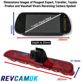 Peugeot Expert, Peugeot Traveller, Vauxhall Vivaro C and Toyota Proace Brake Light Reversing Camera Kit to fit Mirror  | PM39BLQ