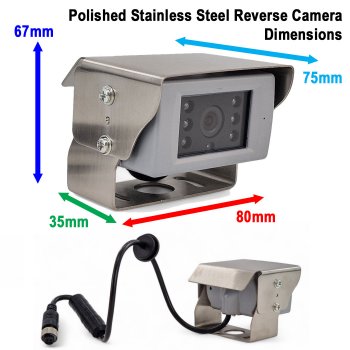 Polished Stainless Steel Bracket Reversing Camera | Sharp 1/3" 600TVL CCD | CAM890