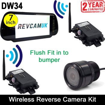 Wireless Flush Bullet/Bumper Reversing Camera Kit with Mirror Monitor | DW34