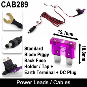 Standard Blade Fuse Tap / Piggyback fuse holder - Easy wire with 2.1mm DC plug for monitor cabling | CAB289