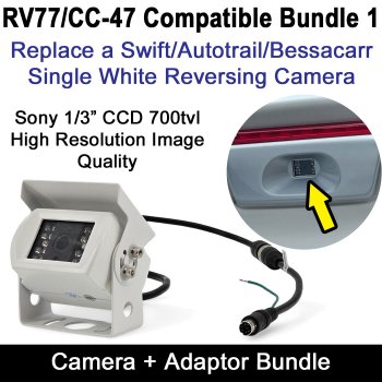 RV77/CC-47 Compatible Replacement Reversing Camera with 6 Pin PS/2 adaptor | Adaptor-G+CAM061