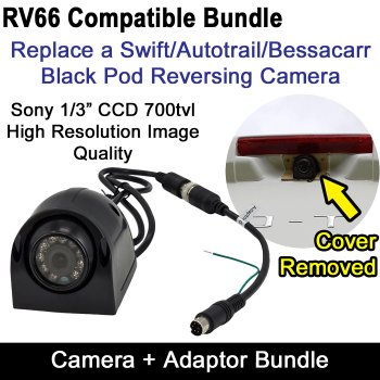 RV66 Compatible Replacement Reversing Camera with 6 Pin PS/2 adaptor | Adaptor-G+CAM667B