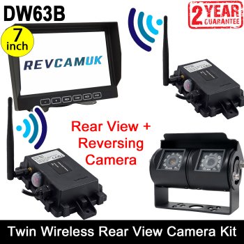 Black Bracket Sony CCD Digital Wireless Dual Lens Rear view Camera Kit with 7" Monitor | DW63B