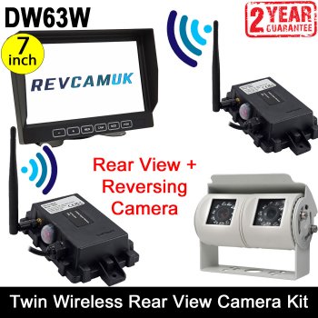 White Caravan Dual Lens Digital Wireless Rear view Camera Kit with 7" Monitor | DW63W