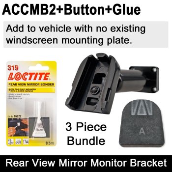 Mounting Plate + Glue + Universal Bracket for Compatible Rear View Mirror Monitors | ACCMB2+Button+Glue