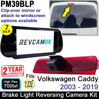 VW Volkswagen Caddy Reversing Camera Kit for Brake Light with Mirror Monitor Display | PM39BLP