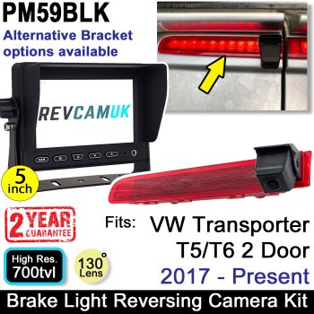 VW Volkswagen Transporter T5 / T6 2 Door / Barn Door Brake Light Reverse Camera Kit | PM59BLK