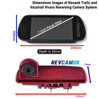 Vauxhall Vivaro, Nissan NV300, and Renault Trafic Reverse Camera Kit for Brake Light with Mirror Monitor | PM39BLE