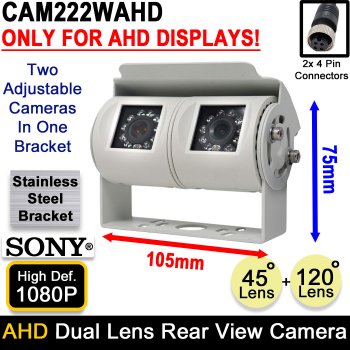 White Motorhome Dual Lens Rear View + Reversing Camera - Sony 1080P AHD | CAM222WAHD