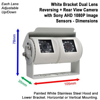 White Motorhome Dual Lens Rear View + Reversing Camera - Sony 1080P AHD | CAM222WAHD