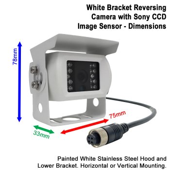 White Sony CCD Bracket Reversing Camera Kit with 7" Heavy Duty Monitor | PM81W-SD