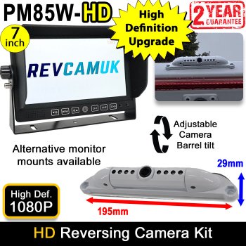 1080P High Definition White Slimline Reverse Camera with 7" Heavy Duty Monitor Kit | PM85W-HD