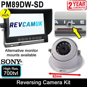 Sony CCD White Dome Reversing Camera with Heavy Duty 7" Display System | PM89DW-SD