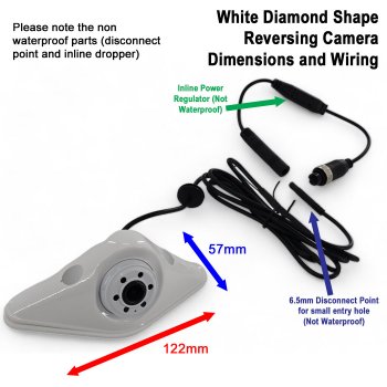 High Definition White Diamond Shape Pod Reversing Camera Kit with Mirror Monitor | PM39EW-HD