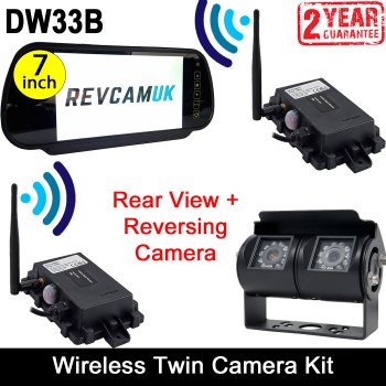 Black Bracket Sony CCD Digital Wireless Dual Lens Rear view Camera Kit with Mirror Monitor | DW33B