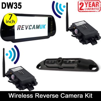 Wireless Number Plate Reverse Camera Kit with 7" Mirror Monitor | DW35