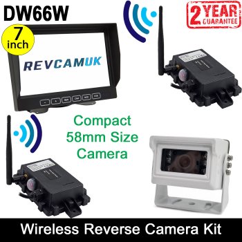 Compact White Caravan Sony CCD Black Bracket Wireless Reversing Camera Kit with 7" Monitor | DW66W