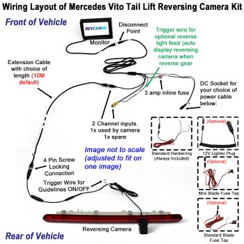 Mercedes Vito Tail Lift Door (2016-Present) Reversing Camera Kit to fit Brake Light with 7" Monitor | PM69BLO