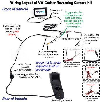 Volkswagen VW Crafter Reversing Camera Kit to fit Brake Light - 7" Monitor | PM69BLJ