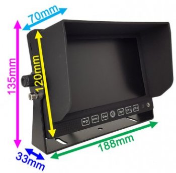 7" Heavy Duty Dash Monitor and Mini Bolt to Number Plate Reversing Camera Kit | PM85J