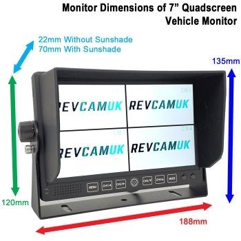 7" Split-Screen Monitor for Reversing, Blindspot, and Rear View Cameras | MON7005